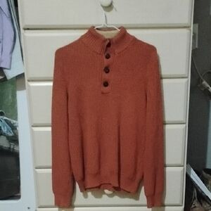 G.H. Bass & Co. Men's Rust Orange Turtleneck Button-Neck Sweater